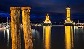 Hafen Lindau mit Löwe und Leuchtturm